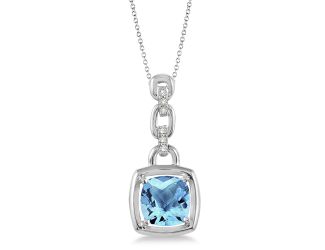 Blue Topaz and Diamond Necklace