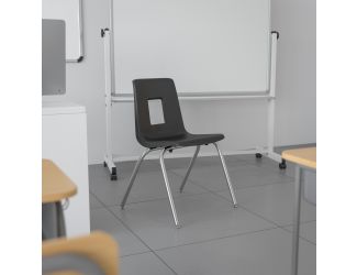 Black Student Stack Chair 16"H Seat - School Classroom Chair for 3rd-7th Grade