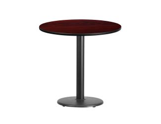 30" Round Mahogany Laminate Table Top with 18" Round Table Height Base