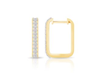PARIKHS Princess cut Diamond Hoop Earring in 14K Yellow Gold 0.35ct, Color-IJ, Clarity-VS2 SI1