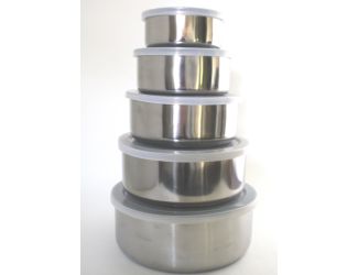 5pc. Stainless Steel Bowl Set with Lids