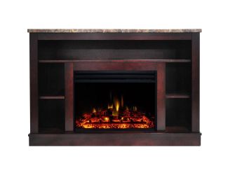 Seville Electric Fireplace Heater with 47-In. Mahogany TV Stand, Enhanced Log Display, Multi-Color F