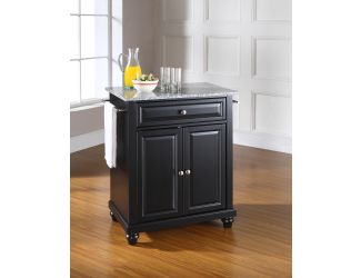 Cambridge Solid Granite Top Kitchen Island Black Finish