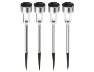 4 Pack of Stainless Steel Solar Stake Lights