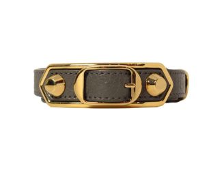 Balenciaga Arena Triple Wrap Bracelet Dark Grey Studded Leather Small