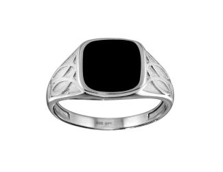 PARIKHS Men's Rhodium Plated Black Enamel Celtic Design Shank Ring in 925 sterling Silver - Size-10