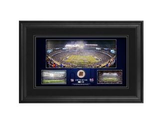 10" x 18" Stadium Panoramic Framed Collage w/Game-Used Football - New York Giants