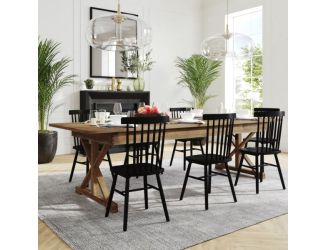 Solid Pine Farm Dining Table with X-Style Legs in Antique Rustic - 9' x 40"