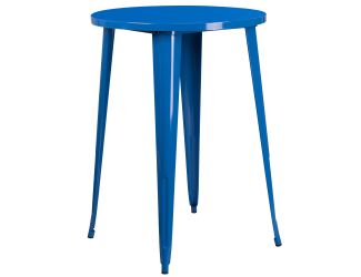 30" Round Blue Metal Indoor-Outdoor Bar Height Table - Industrial Table