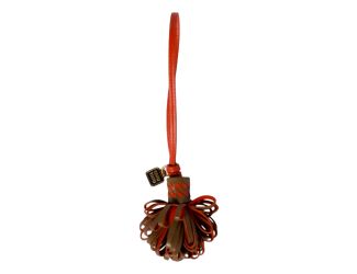 Miu Miu Trick Nappa Leather Pompom Bag Charm Brown and Orange