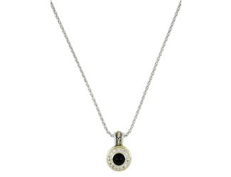 Genuine Black Onyx & Pav Pendant with Chain Length: 16" - 18" adjustable Pendant: 6mm, 1"L x 5/8"W