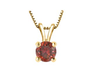 PARIKHS Red Round Soliatire Diamond Pendant 14k Yellow Gold 0.25ct