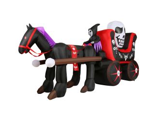 6-Ft.Tall Pre-Lit Inflatable Skull Carriage