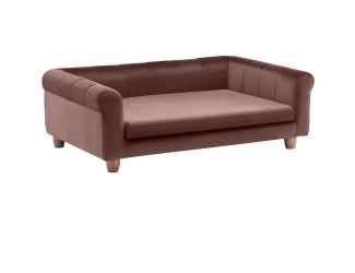42-In. Elegant Faux-Velvet Rectangle Pet Bed for Medium and Large Dogs, Brown