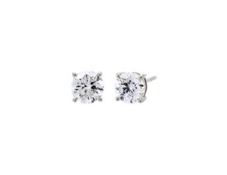 Lab Grown Solitaire 4 Prong Earring 14K Size 1 CT