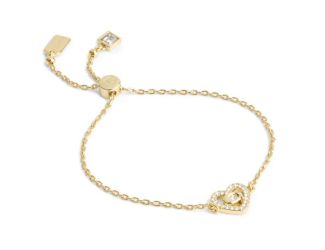 Signature C Pave Heart Slider Bracelet - Crystal/Gold