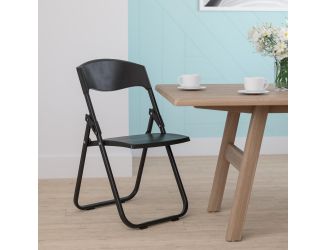 500 lb. Capacity Heavy Duty Black Folding Chair with Built-in Ganging Brackets