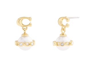 Pearl Orb Drop Earrings - Cream/Gold