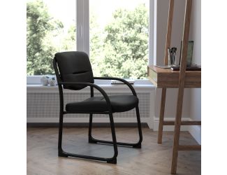 Gray Fabric Executive Side Reception Chair with Sled Base and Foam Padded Seat