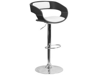 Bentwood Two Tone Black & White Vinyl Adjustable Height Barstool