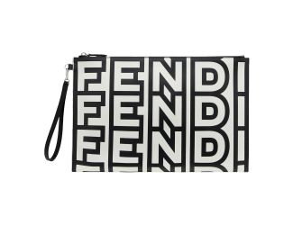Fendi by Marc Jacobs Roma Black White Large Leather Clutch