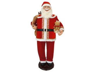 58-In. Dancing Santa with Toy Sack, Teddy Bear, and Wrapped Gifts, Animated Christmas Decorations, H