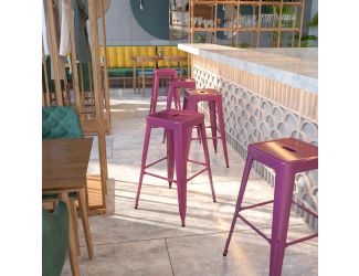 30" High Backless Purple Indoor-Outdoor Barstool - Patio Chair