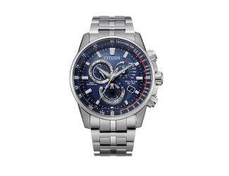 Men's Atomic Time Eco-Drive Watch, Silver-tone