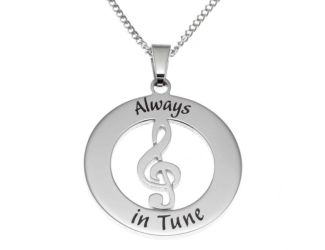 Joyful Sentiments Always In Tune Treble Clef Pendant Necklace