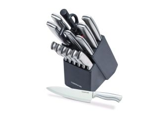 15pc Stamped High Carbon Stainless Steel Knife Block Set