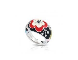 Belle Etoile Round Cubic Zirconia studded Cherry Blossom Size-7 Ring - 925 Sterling Silver