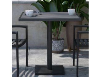 Outdoor Gray Wash Faux Teak Dining Table with Poly Slats - Square Patio Table