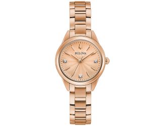 Ladies Sutton Rose Gold-Tone Crystal Accent Watch Rose Gold Dial