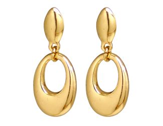 Shiny Gold Oval Dangle Post Earrings