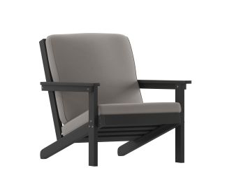 All-Weather Poly Resin Adirondack Style Chair & Cushions - Black/Charcoal