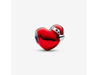 Metallic Red Christmas Heart Charm