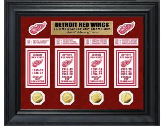 Detroit Red Wings 11-Time Stanley Cup Champions Deluxe Gold Coin & Banner Collection