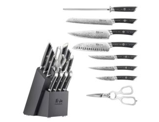 12-Piece Kuro Series Knife Block Set - Ashwood