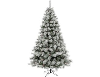 6.5-Ft Homestead Pine Frosted Christmas Tree with Pinecones and Berries and Metal Stand