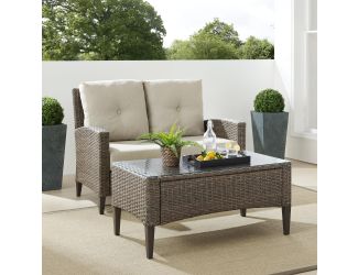 Rockport Outdoor Wicker 2Pc Conversation Set