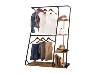 Rustic Z-Frame Open Wardrobe w/ Shelves