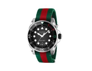 Dive Black Dial Green and Red Nylon Men's Watch