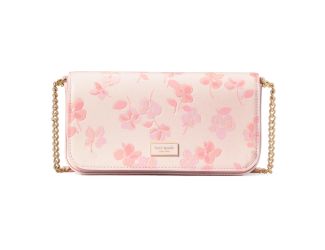 Serena Spring Pansies Embossed Flap Chain Wallet - Blush Cloud Multi