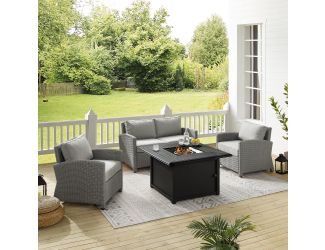 Bradenton 4Pc Wicker Convers Set W/Fire Table