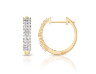 PARIKHS Princess cut Diamond Hoop Earring in 14K Yellow Gold 0.35ct, Color-IJ, Clarity-VS2 SI1