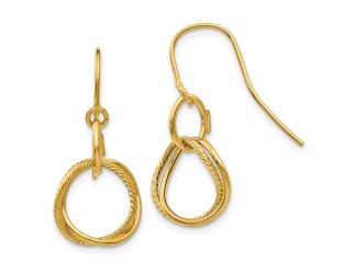 14K Small Twisted Circle Shepherd Hook Earrings