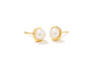Davie Pearl 18K Gold Vermeil Stud Earrings in Freshwater Cultured Pearl