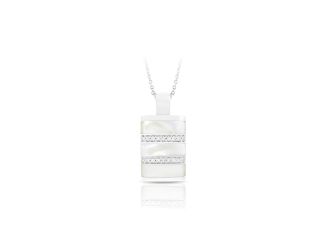 Belle Etoile Round Cubic Zirconia studded White Regal Stripe Pendant - 925 SS with chain