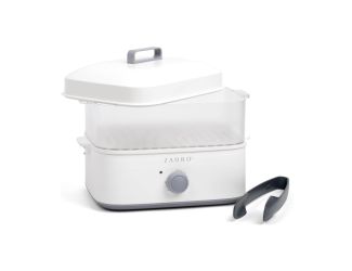 Towel Steamer with Tongs - White/Gray