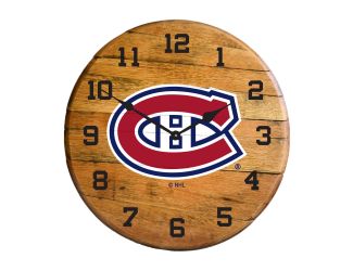 Montreal Canadiens Oak Barrel Clock